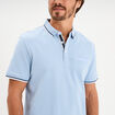 Polo piqu&eacute; manches courtes coton bleu ciel homme