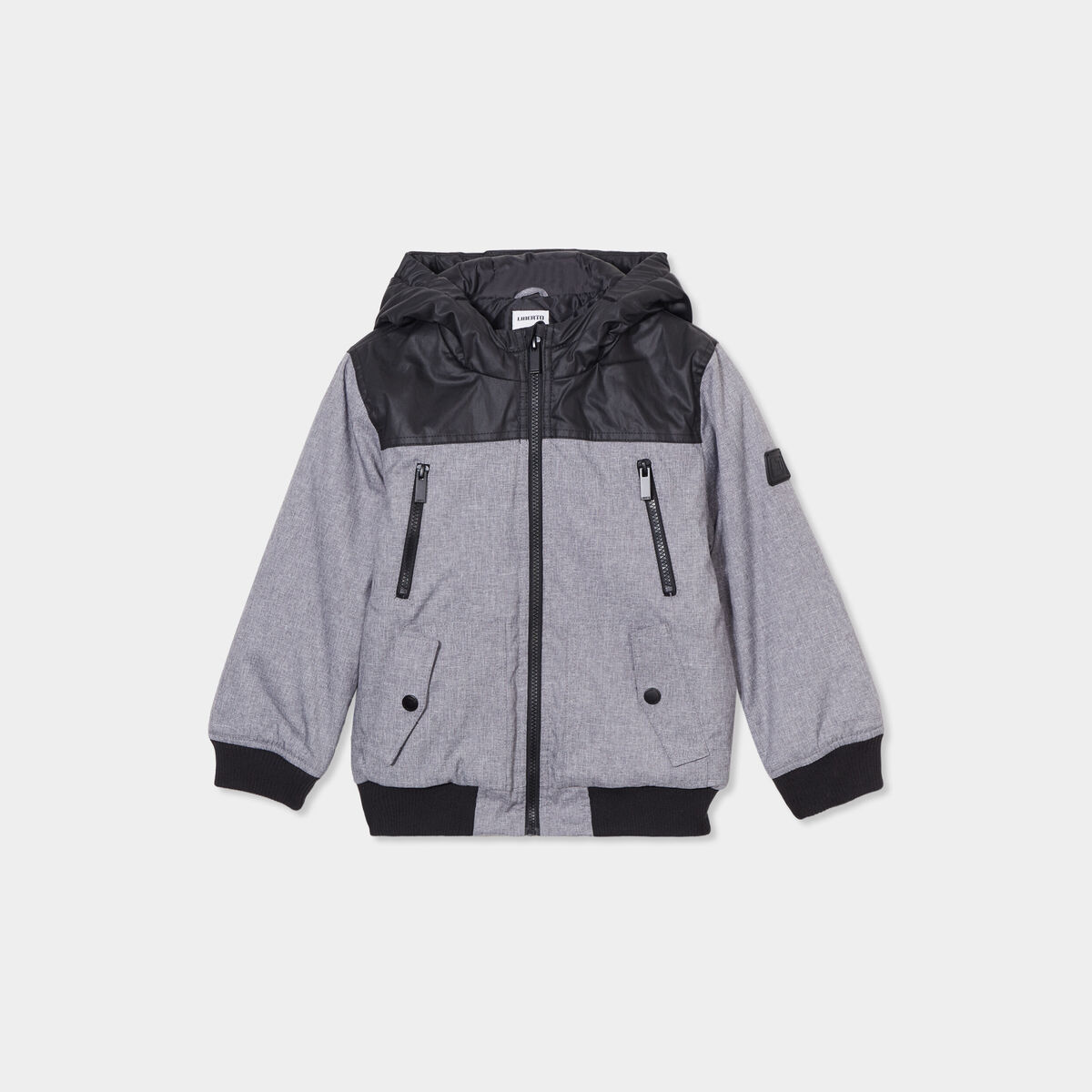 Veste zipp&eacute;e avec capuche gris gar&ccedil;on