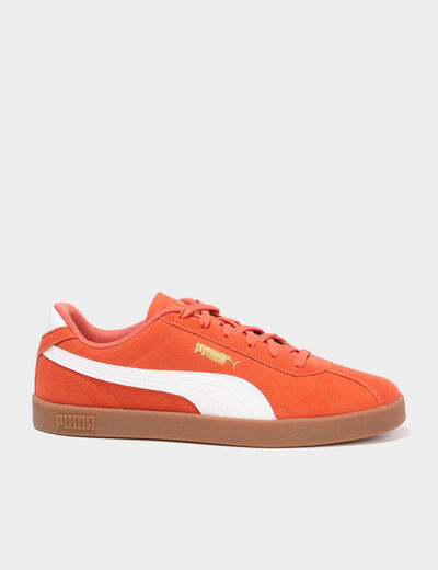 Tennis basses &agrave; lacets en cuir Puma Club orange fonc&eacute; homme