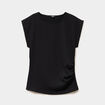 T-shirt fronc&eacute; gaufr&eacute; manches courtes noir femme