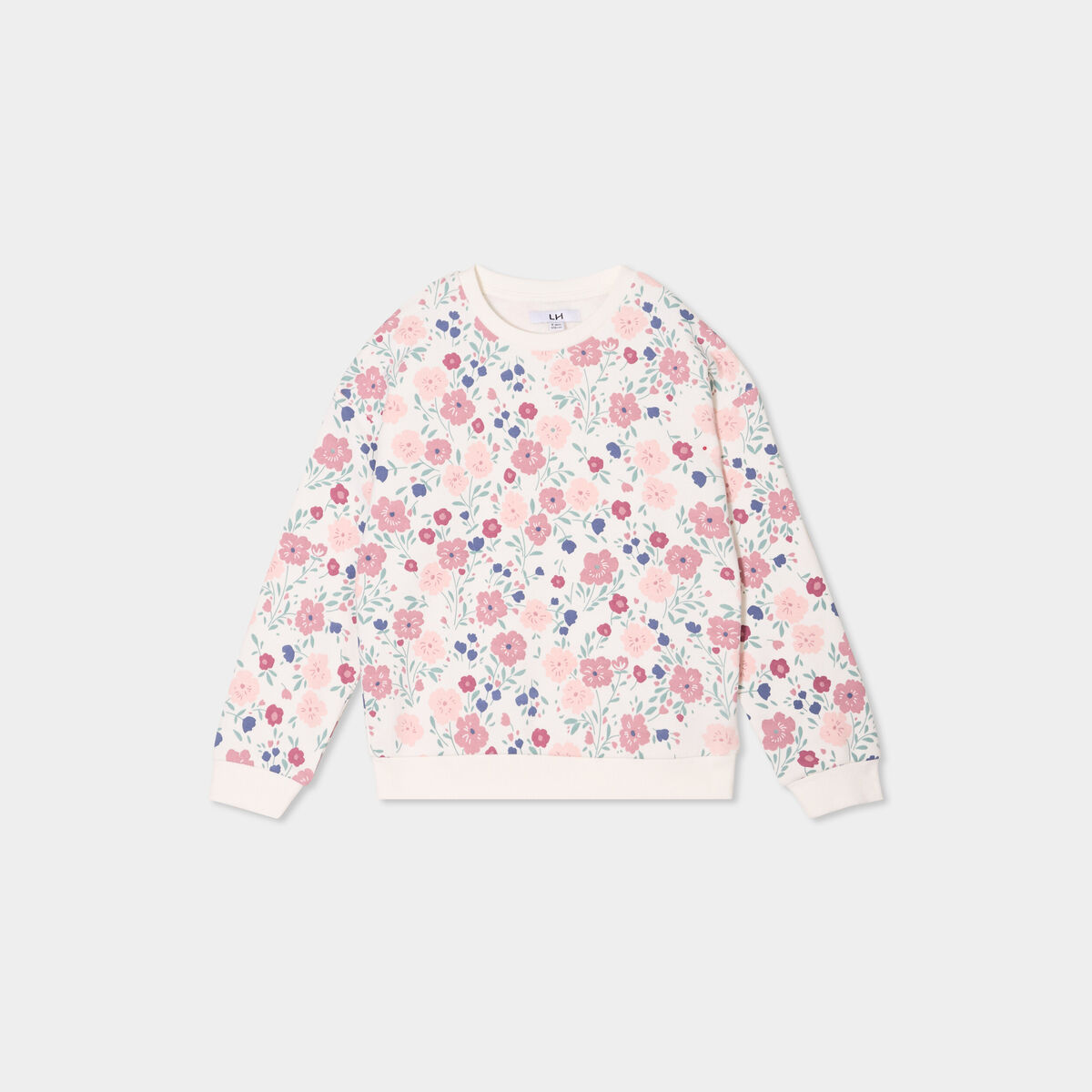 Sweat col rond manches longues beige fille