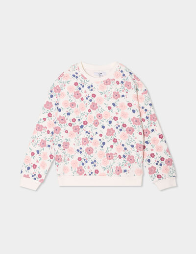 Sweat col rond manches longues beige fille