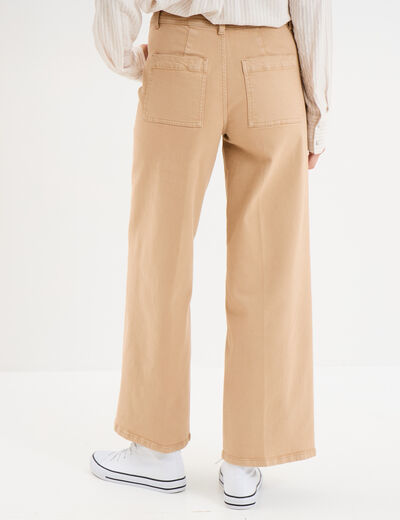 Pantalon large 7/8ème coton sable femme