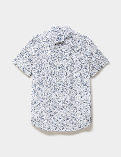 Chemise manches courtes coton bleu homme