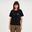 T-shirt col rond manches courtes coton noir femme