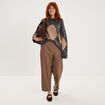 Pantalon barrel taille haute 7/8&egrave;me beige femme