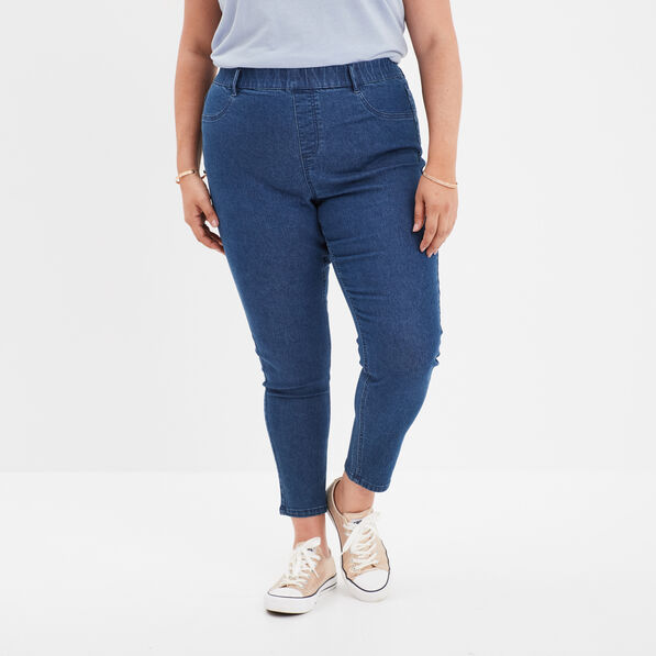 jegging denim taille haute 78eme denim stone femmegt Jegging denim taille haute 7/8ème denim stone femme grande taille