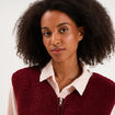 Gilet sans manches effet sherpa zipp&eacute; bordeaux femme