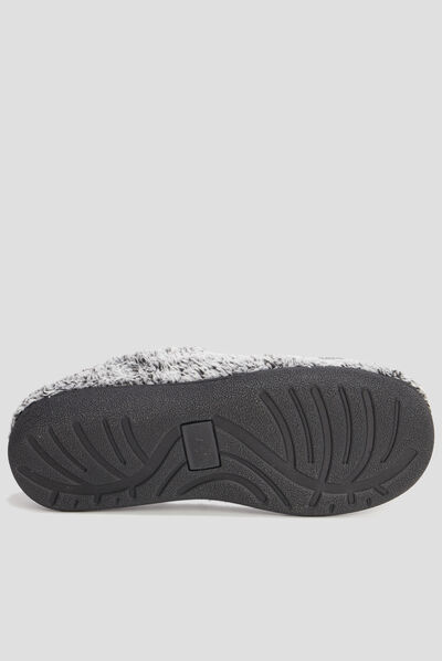 Chaussons mules imitation fourrure gris homme
