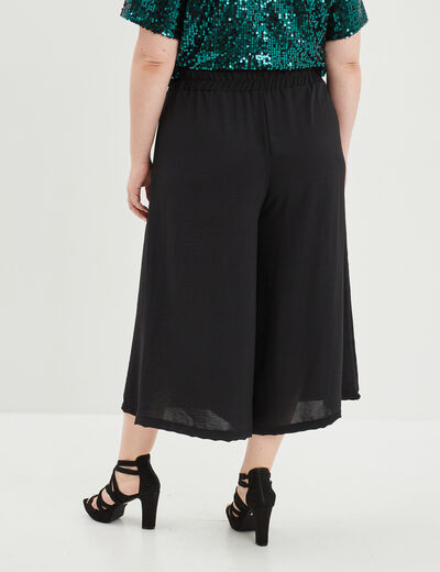 Jupe-culotte fluide taille haute noir femme grande taille