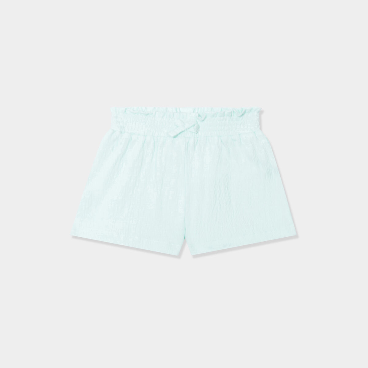 Short fluide taille smockée bleu pastel bébé fille