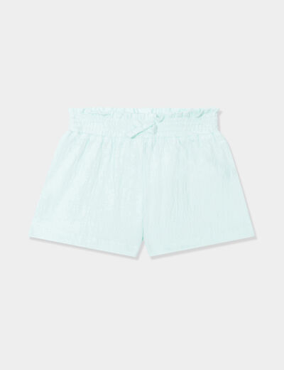 Short fluide taille smockée bleu pastel bébé fille