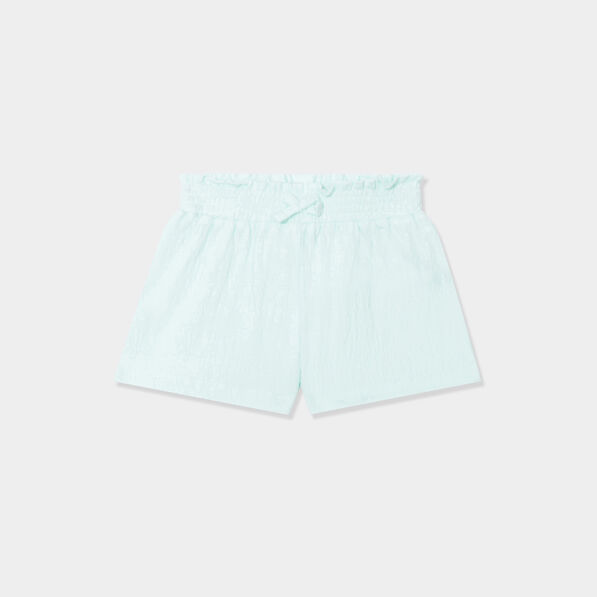 Short fluide taille smockée bleu pastel bébé fille