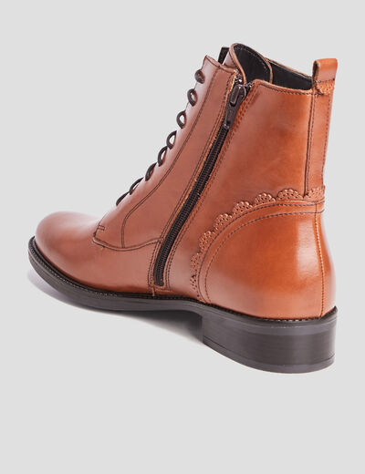 Bottines en cuir zippées marron femme