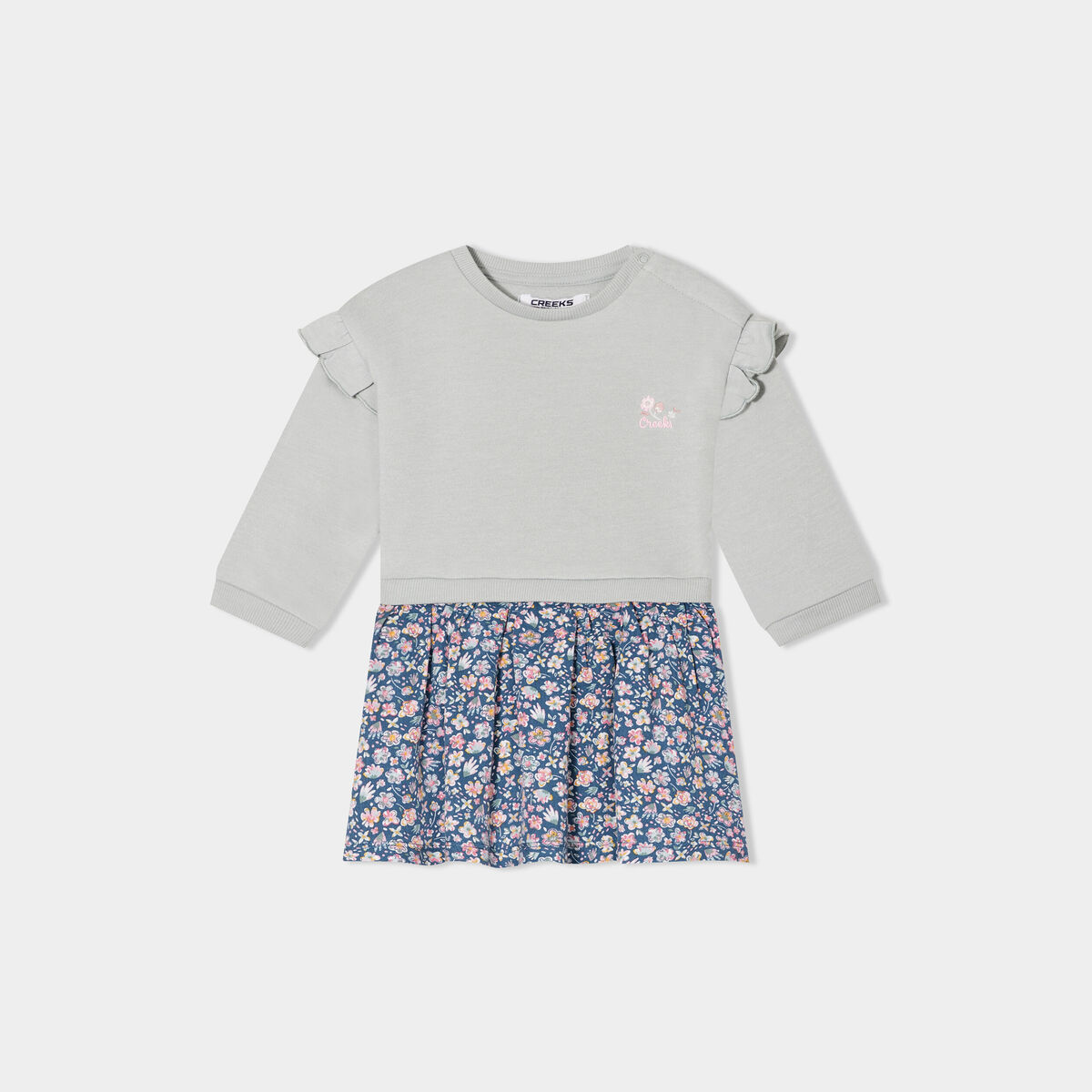 Robe effet 2-en-1 manches longues Creeks vert canard bébé fille