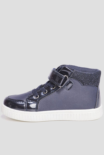 Baskets montantes détails paillettes bleu marine fille