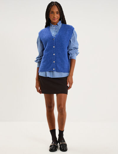 Gilet sans manches col en V bleu roi femme
