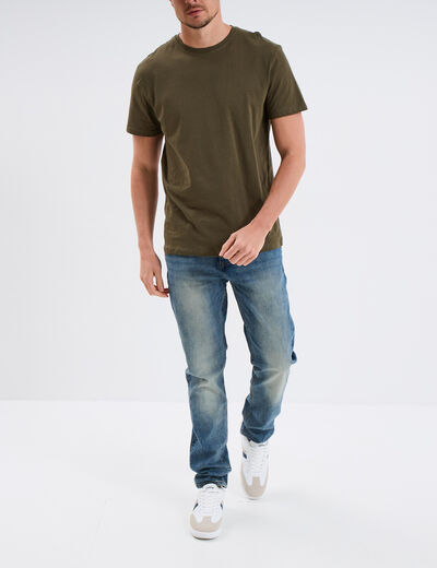 T-shirt en coton manches courtes vert kaki homme