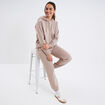 Sweat hoodie molleton à capuche beige femme