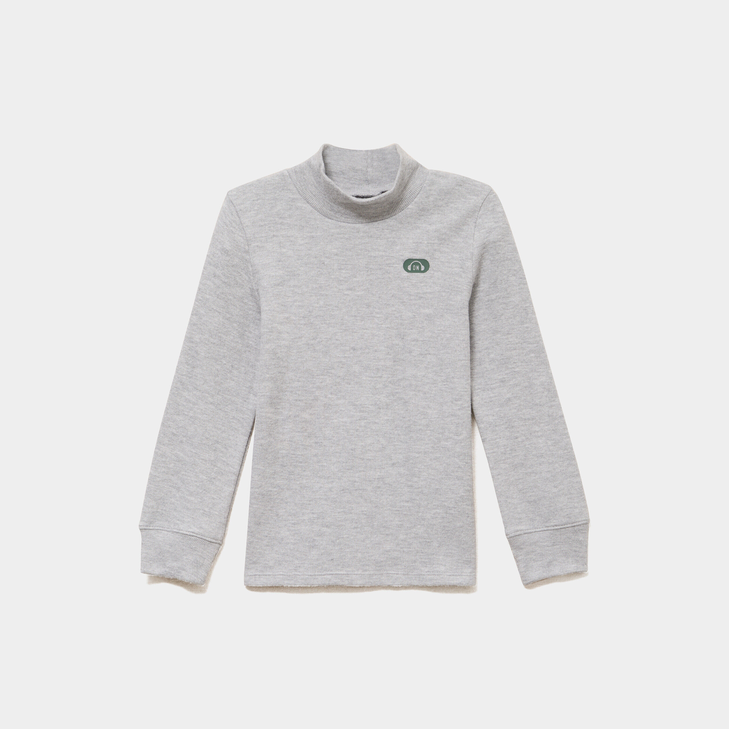 T-shirt col montant manches longues gris clair garçon LH