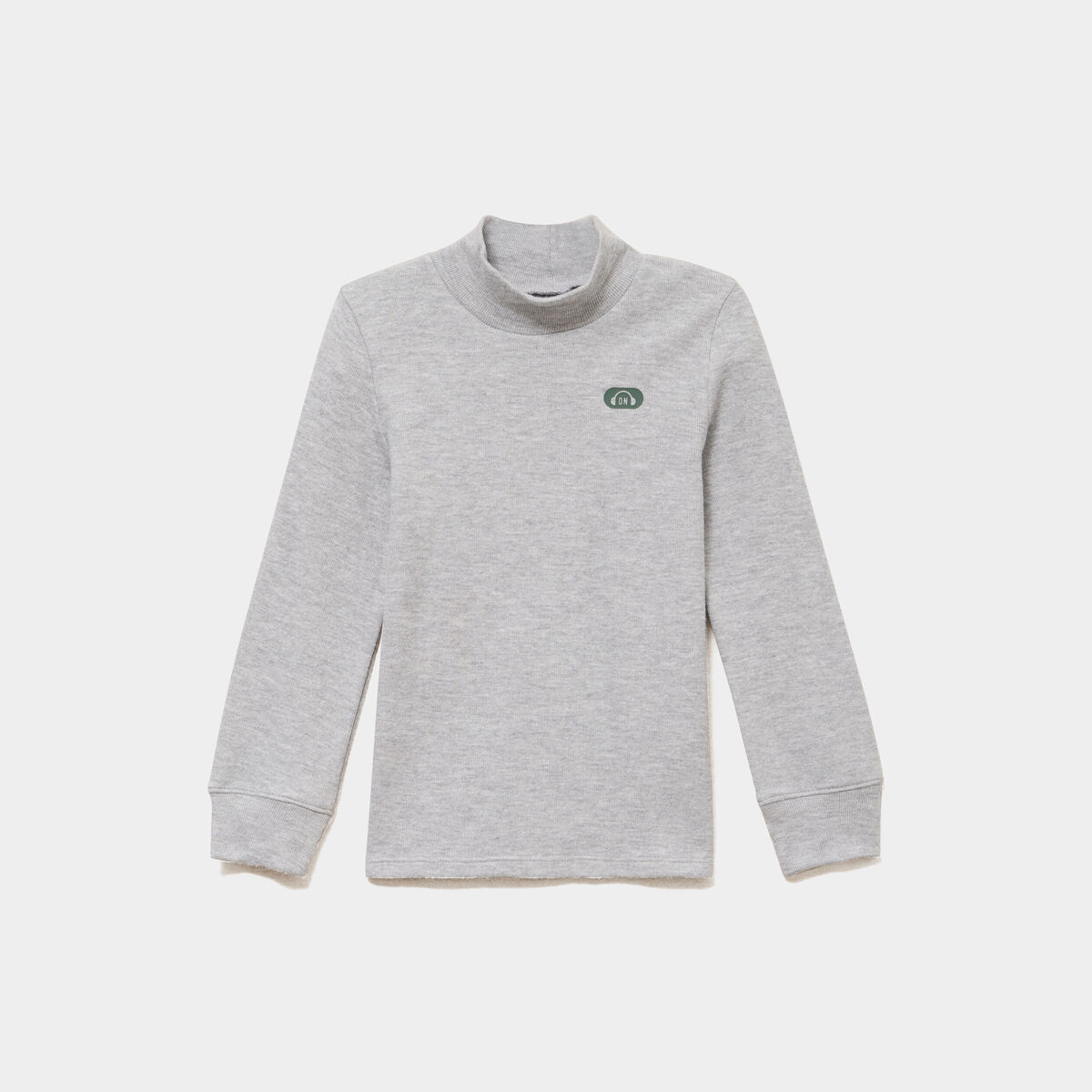 T-shirt col montant manches longues gris clair gar&ccedil;on