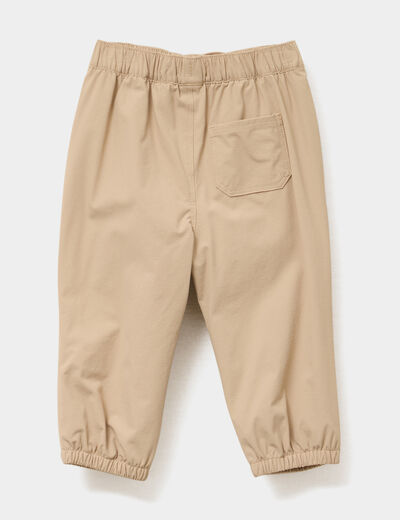 Pantalon droit doublé taille élastiquée marron clair bébé garçon