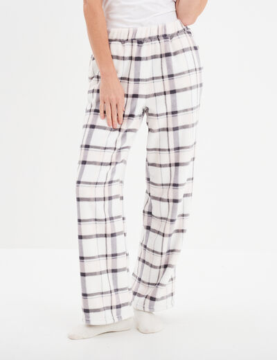 Pantalon de pyjama effet polaire gris femme