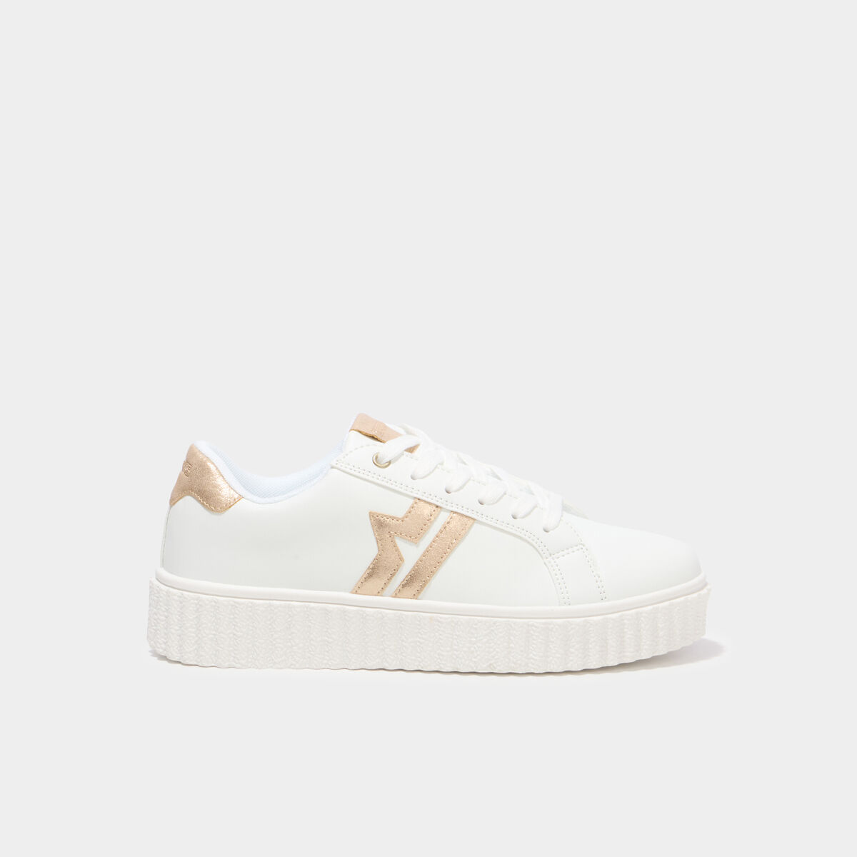 Tennis basses &agrave; lacets semelles &eacute;paisse blanc femme