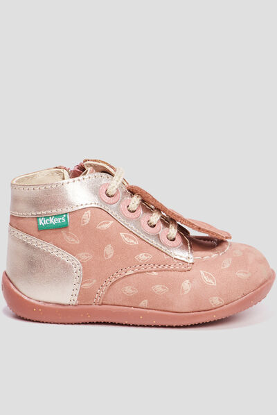 Bottillons en cuir Bonzip2 rose bébé fille