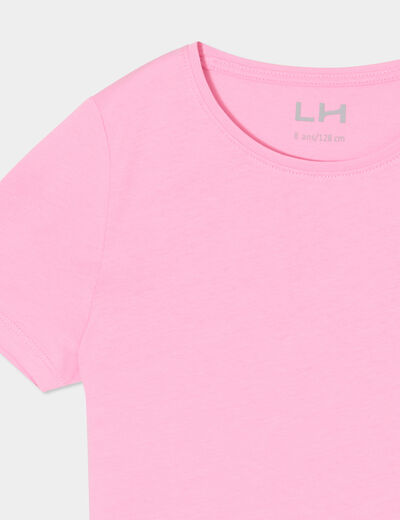 T-shirt manches courtes en coton rose fille