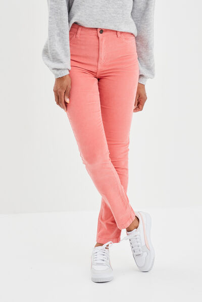 Pantalon slim velours coton Creeks rose saumon femme