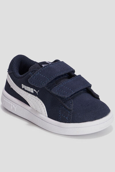 Tennis à scratchs Smash V2 Puma bleu marine bébé garçon