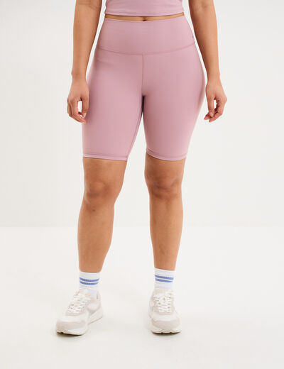 Short cycliste de sport taille haute mauve femme