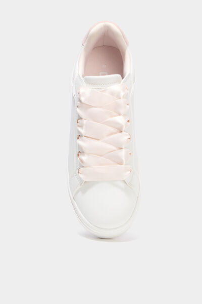 Baskets basses semelles &eacute;paisses blanc femme