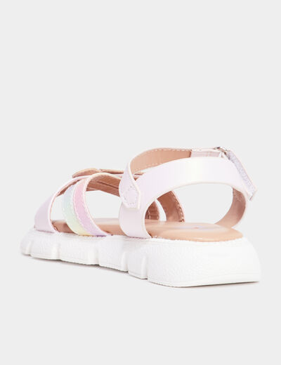Sandales avec coeurs et paillettes rose fille