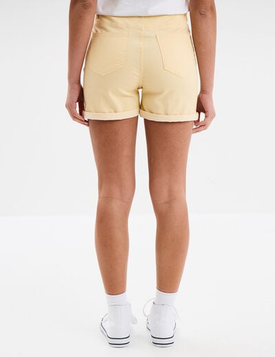 Short en jean slim creme femme