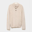 Pull col montant boutonn&eacute; et torsades ecru homme