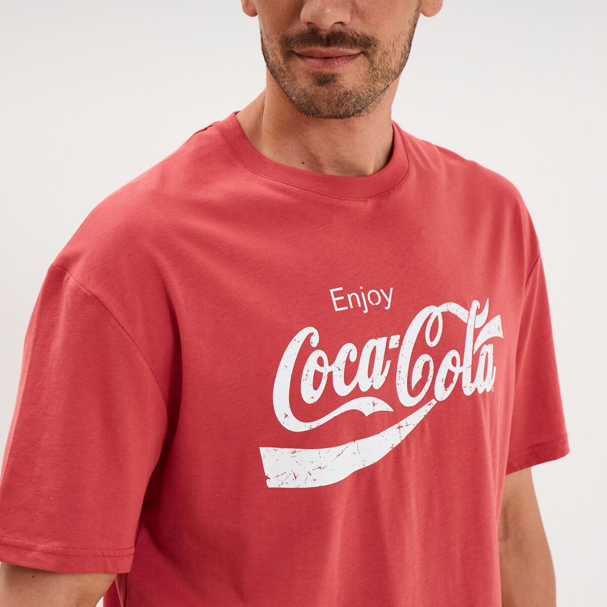 T-shirt manches courtes coton Coca-Cola rouge homme