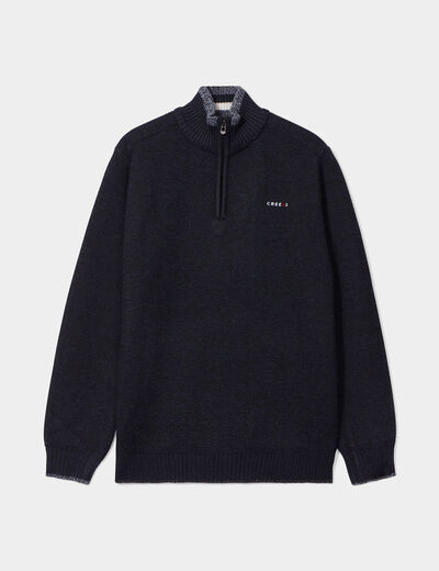 Pull camionneur zippé droit Creeks bleu foncé homme