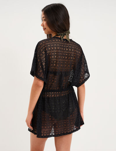 Robe de plage dentelle noir femme