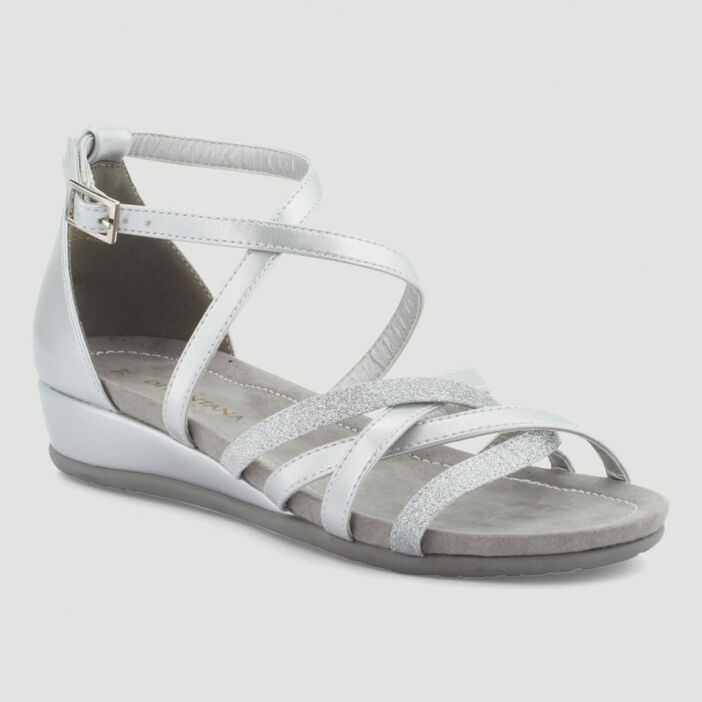 Sandales talon fermé femme couleur argent