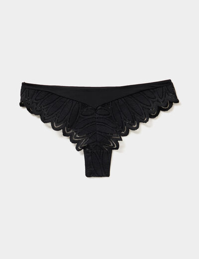 Tanga avec dentelle noir femme