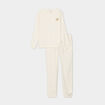 Ensemble pyjama effet polaire col rond blanc femme