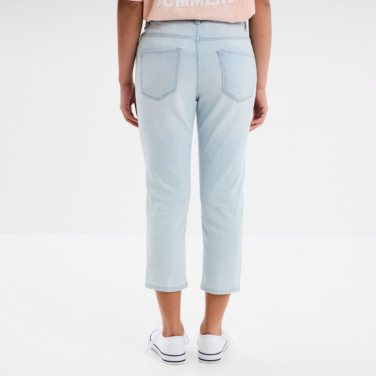 Corsaire slim en jean denim bleach femme