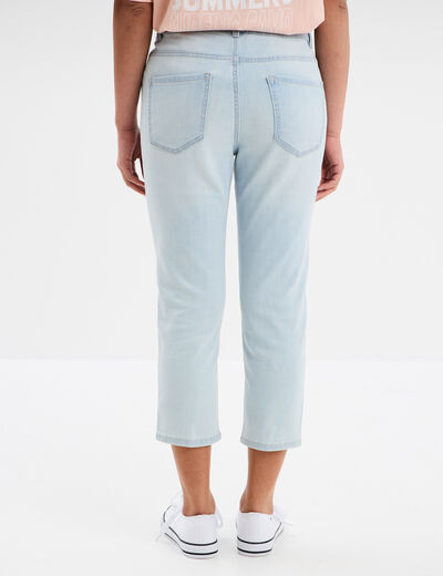 Corsaire slim en jean denim bleach femme