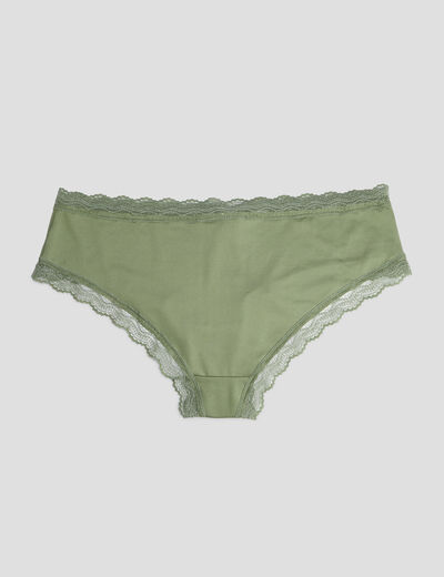 Lot 2 shortys microfibre vert kaki femme