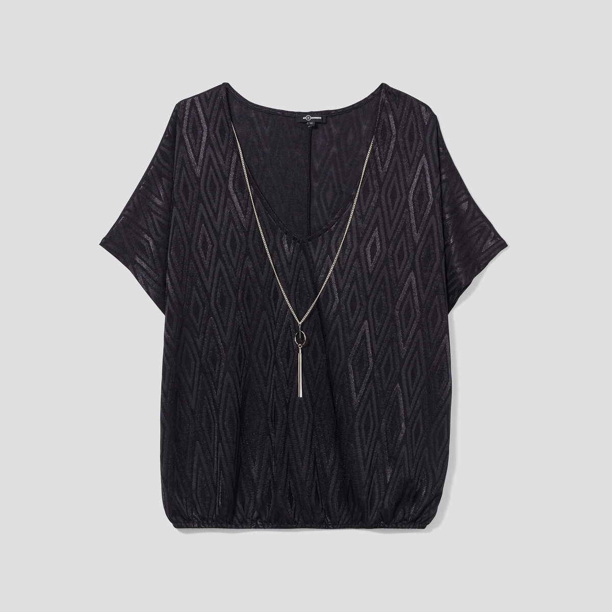 T-shirt col en V bijou Mosquitos noir femme