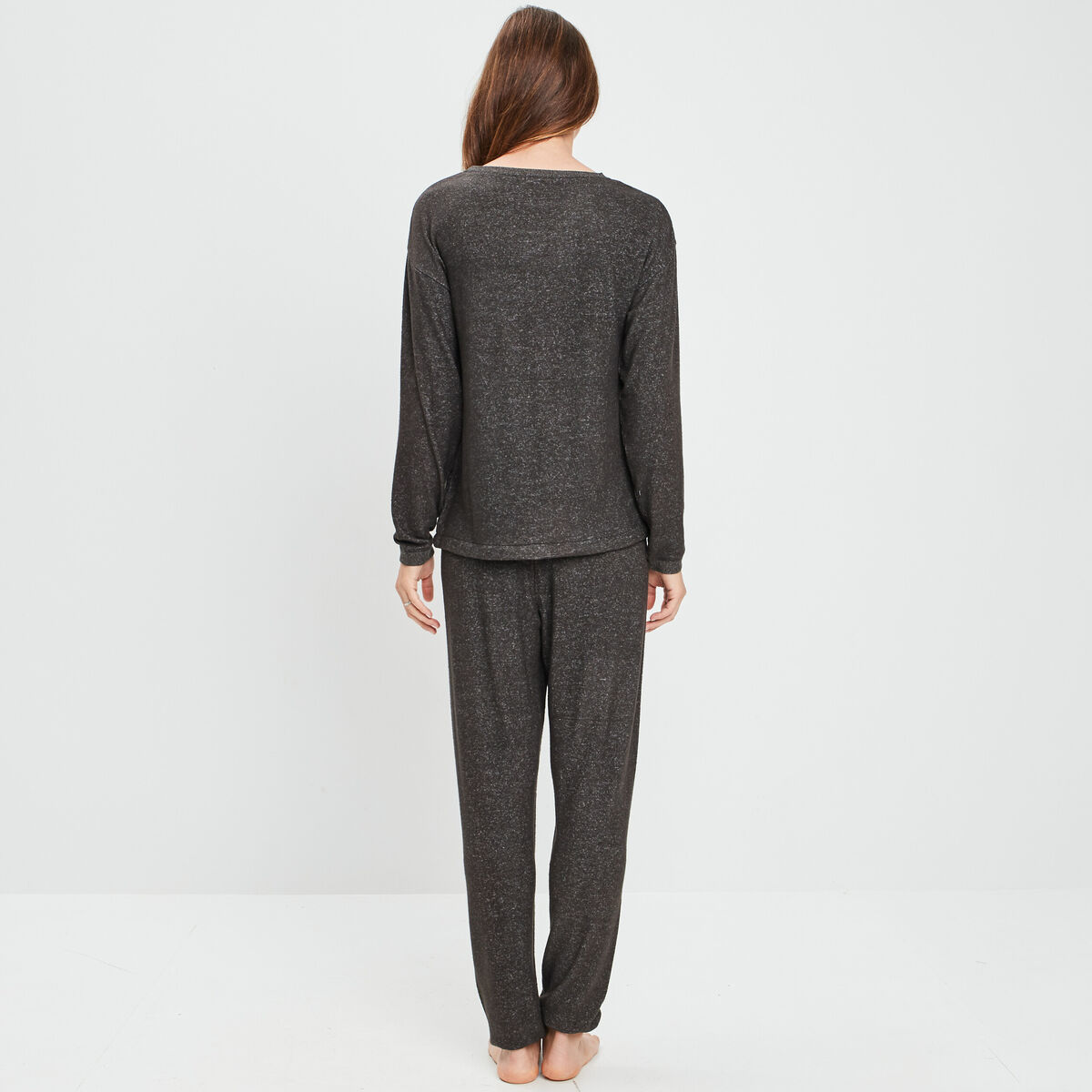 Ensemble pyjama 2 pièces gris foncé femme