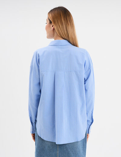Chemise oversize manches longues coton bleu ciel femme