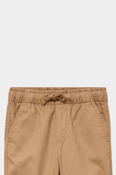 Pantalon jogger doubl&eacute; coton taupe gar&ccedil;on